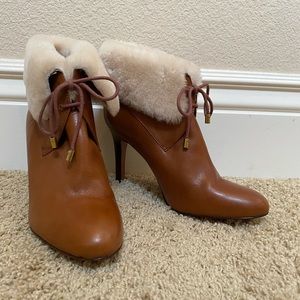 Coach high heeled fur lined booties